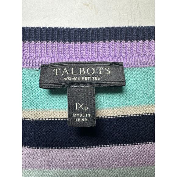 Talbots Multicolor Striped Lightweight Thin Knit Pullover Sweater Size 1XP - Picture 4 of 6